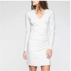 Athleta white wilder ruched faux wrap dress (214)